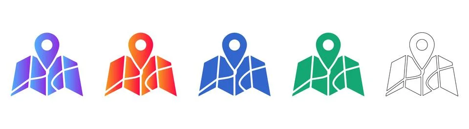 Map Location Pin Icon Set for Navigation Stock Illustration