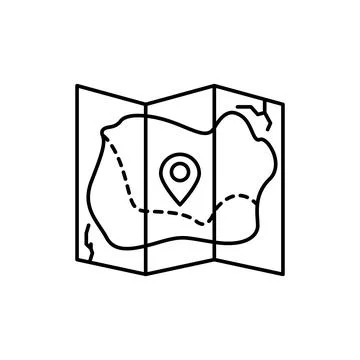 Map, location pin icon. Simple line, outline vector elements of archeology for Stock Illustration