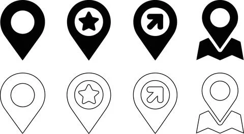 Map location pin icons set vector Stock Illustration