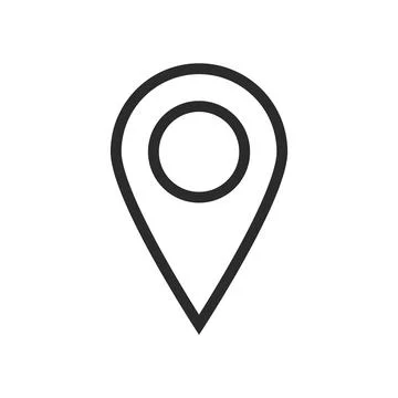 Map Location Pin Line Icon Isolated Vector Stock Illustration