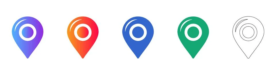 Map Location Pin Marker Icon Set 库存插图