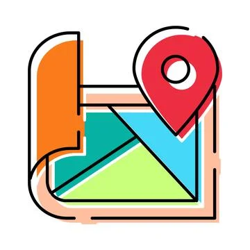 Map with location pin navigating travel destination Stock Illustration