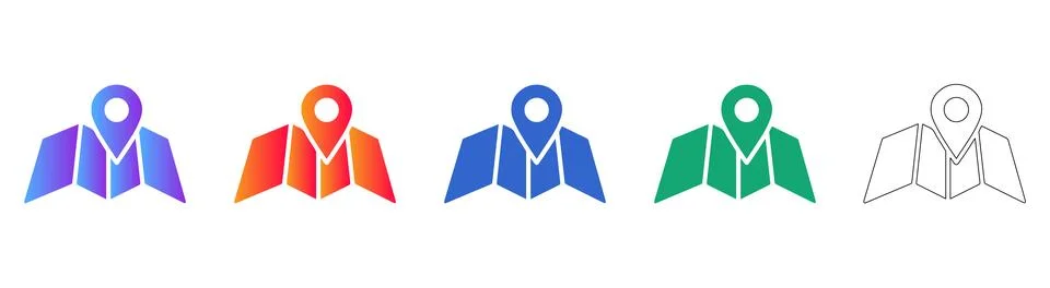 Map Location Pin Navigation Icon Set Stock Illustration