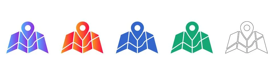 Map Location Pin Navigation Icons Set Stock Illustration