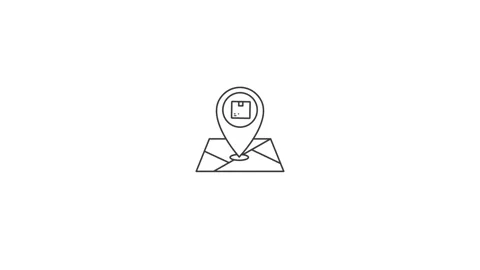 Map Location Pin Parcel Shipping Line Icon Animation Stock Footage 347848911