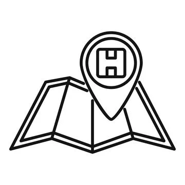 Map location pin showing package home delivery Stock Illustration