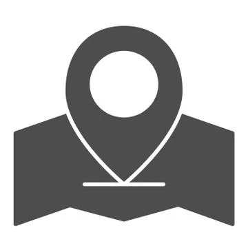 Map with location pin solid icon. Gps vector illustration isolated on white. Map Stock Illustration