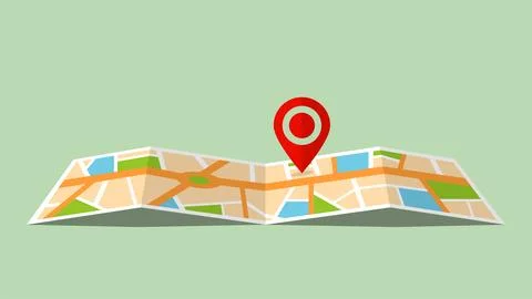 Map with location pin, vector illustration Stock Illustration