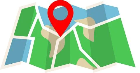 Map with Location Point, GPS navigation icon, Location tracking on Map, Nav.. Illustrazione stock