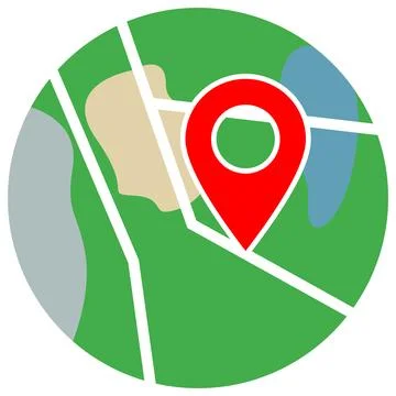 Map with Location Point, GPS navigation icon, Location tracking on Map, Nav.. Illustrazione stock