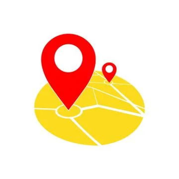 Map location, pointer, geo pin icon in red and yellow or geolocation, gps Stock Illustration