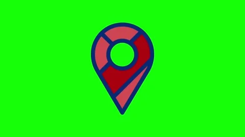 Map location pointer icon animated loop on green screen background Video stock 314004301