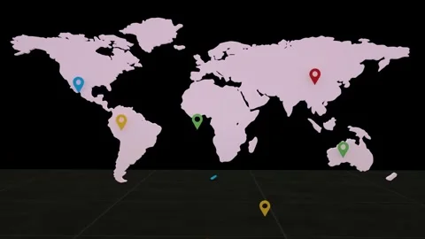 Map Location Pointers Icons 3D Animated Video Stock Footage 311306128