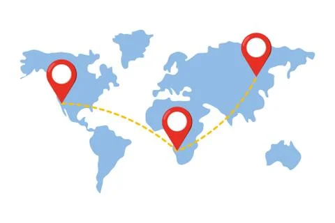 Map with location pointers Stock Illustration