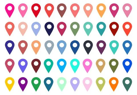 Map location sign, different colors, GPS navigation Stock Illustration