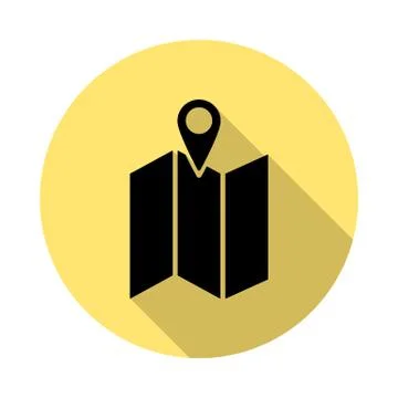 Map, location simple vector icon in long shadow style Stock Illustration