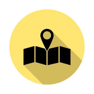 Map, location simple vector icon in long shadow style Stock Illustration