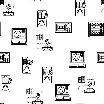 Map Location System Vector Seamless Pattern Stock Illustration