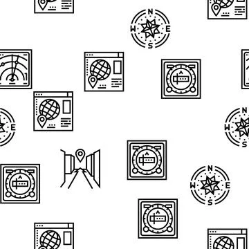 Map Location System Vector Seamless Pattern Stock Illustration