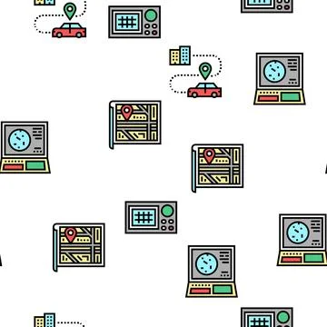Map Location System Vector Seamless Pattern Stock Illustration