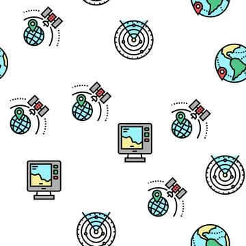 Map Location System Vector Seamless Pattern Stock Illustration