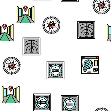 Map Location System Vector Seamless Pattern Stock Illustration