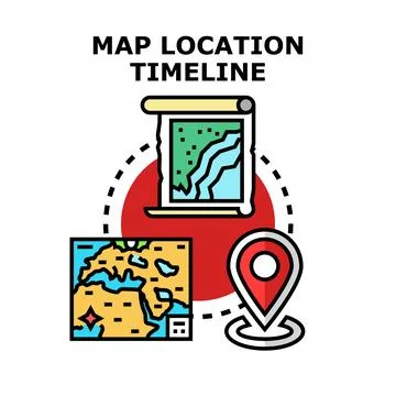 Map location timeline showing historical geographical tracking Stock Illustration