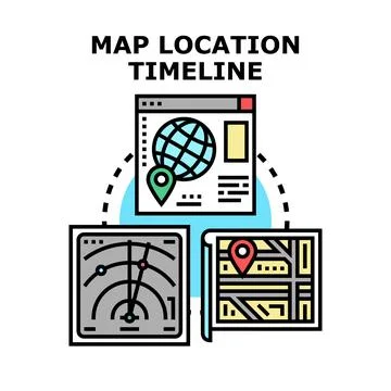 Map location timeline showing navigation tracking history Stock Illustration