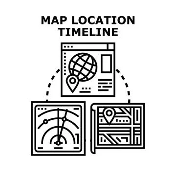 Map location timeline showing navigation tracking history Stock Illustration