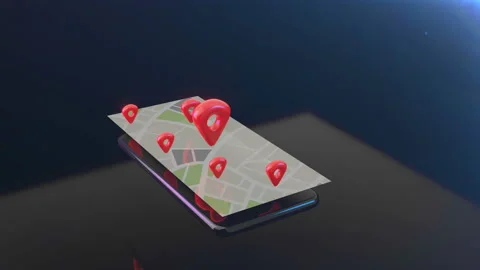 Map location,Gps point navigation, travel way, Application on smartphone Stock Footage 153089544