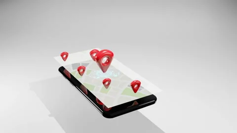 Map location,Gps point navigation, travel way, Application on smartphone Stock Footage 153393895