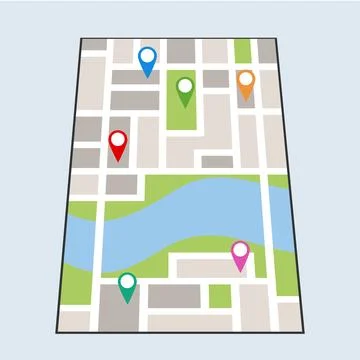 Map with locations Stock Illustration