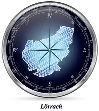 Map of loerrach with borders Stock Illustration