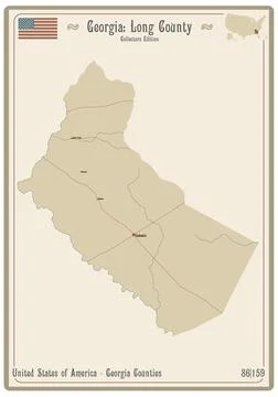 Map of Long County in Georgia Stock Illustration