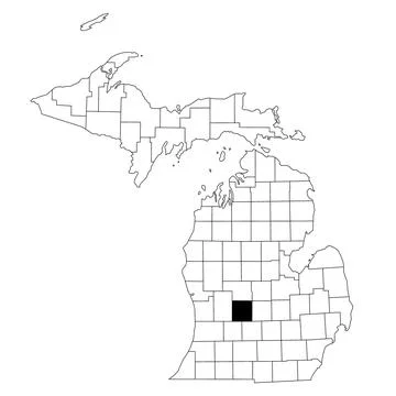 Map of lonia County in Michigan state on white background. single County ma.. Stock Illustration
