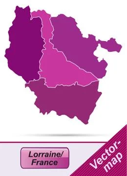 Map of lorraine with borders in violet Stock Illustration