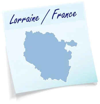 Map of lorraine as sticky note Stock Illustration