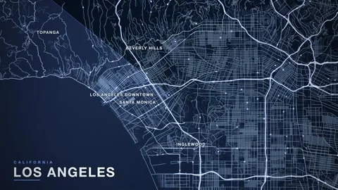 Map of Los Angeles Stock Footage 340890664