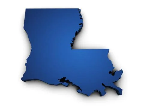 Map of louisiana state 3d shape Stock Illustration