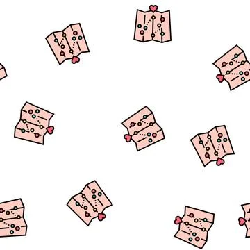 Map love place location vector seamless pattern Stock Illustration