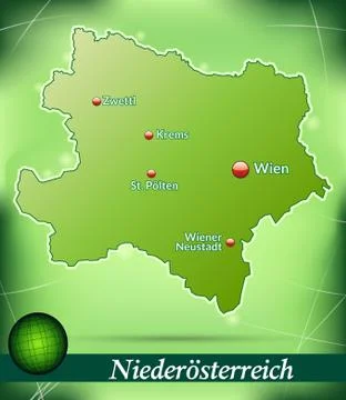Map of lower austria with abstract background in green Stock Illustration