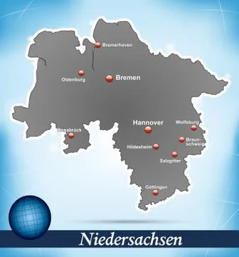 Map of lower saxony with abstract background in blue Stock Illustration