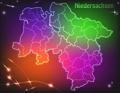 Map of lower saxony with borders with bright colors Stock Illustration