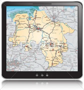 Map of lower saxony as a mobile phone Stock Illustration