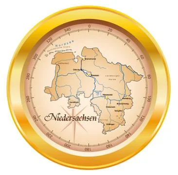 Map of lower saxony as an overview map in gold Ilustración de archivo
