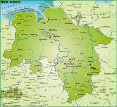 Map of lower saxony as an overview map in green Illustrazione stock