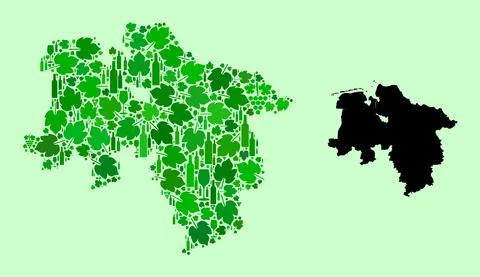 Map of Lower Saxony State - Collage of Wine and Grapes Leaves Stock Illustration