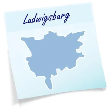 Map of ludwigsburg as sticky note Illustrazione stock