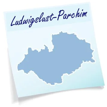 Map of ludwigslust-parchim as sticky note Stock Illustration