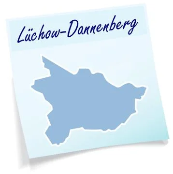 Map of luechow-dannenberg as sticky note Stock Illustration